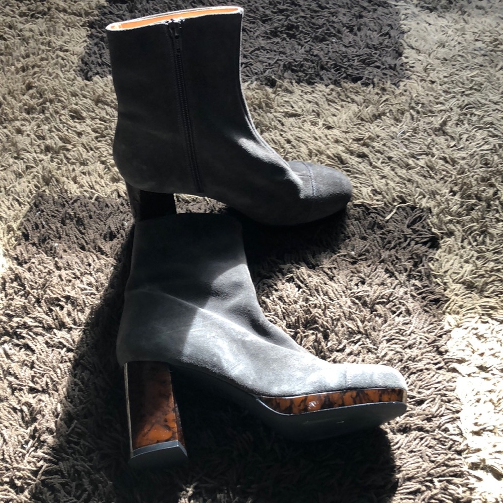 FREE PEOPLE Liquid Gold Platform Boots in gray